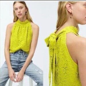 NWT J Crew chartreuse lace top